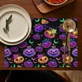 thumbnail image 5 of Neon Halloween Pumpkin Pattern Summer Placemats Table Placemats Set Of 4-Linen Kitchen Washable Placemats Table Mats 11.8"x17.7" Non-Slip Heat Resistant, 5 of 6