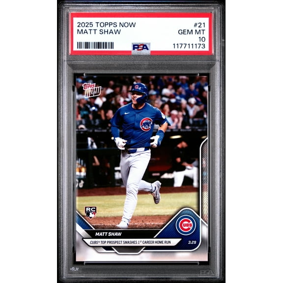 Graded 2025 Topps Now Matt Shaw #21 Rookie RC Baseball Card PSA 10 Gem Mint
