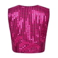 thumbnail image 4 of Kaerm Boys' Girls' Sequined Stage Performance Jazz Hip-hop Dance Costumes Vest Jacket Waistcoat Rose Red 3-4, 4 of 7