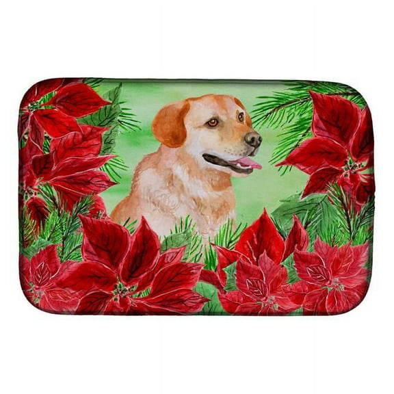 Labrador Retriever Poinsettas Dish Drying Mat