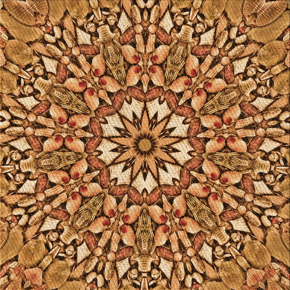 Ahgly Company Indoor Square Patterned Cantaloupe Orange Area Rugs, 4' Square