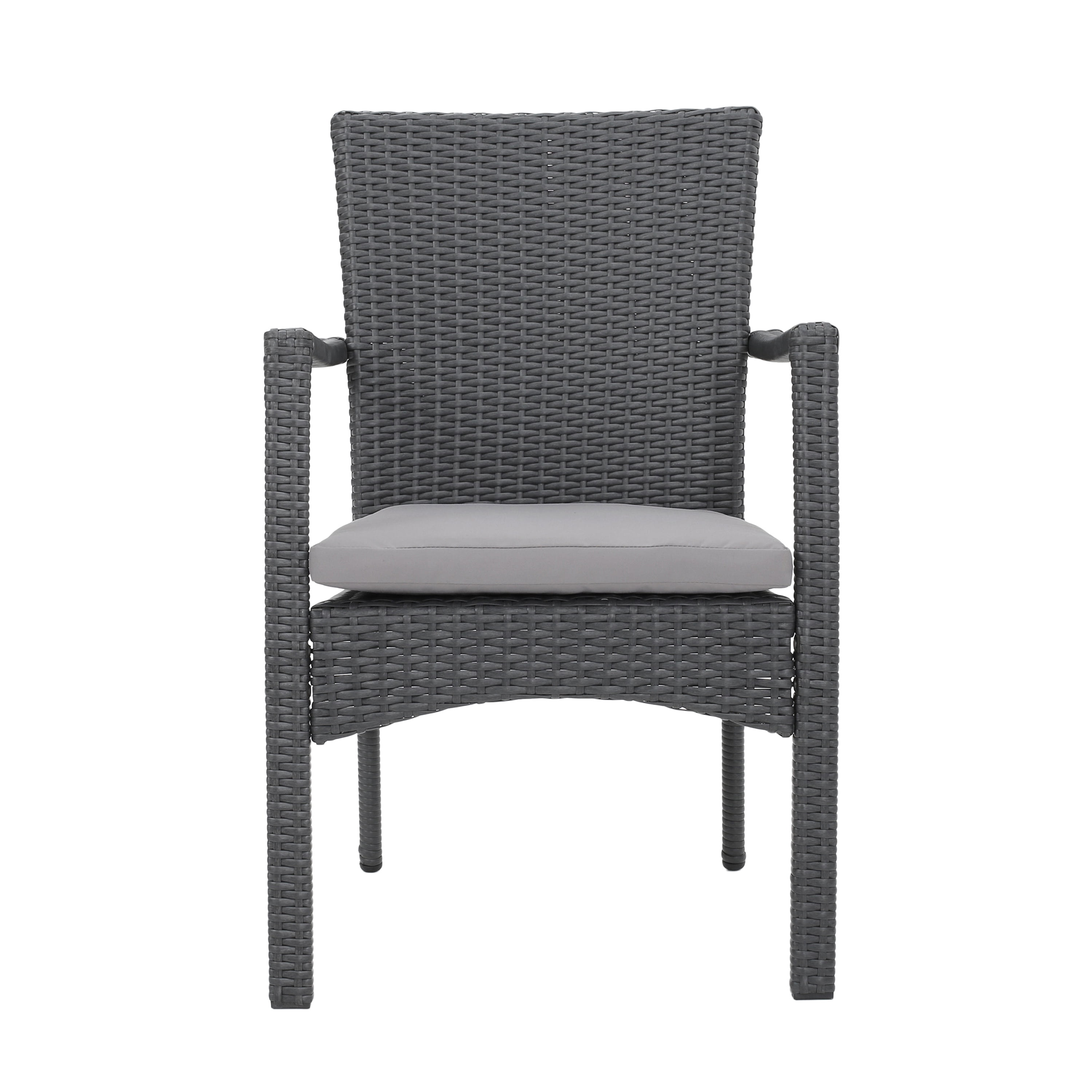 Outdoor Woven Surface Single Dining Chair, Casual Household Seat for Patio Garden, Gray