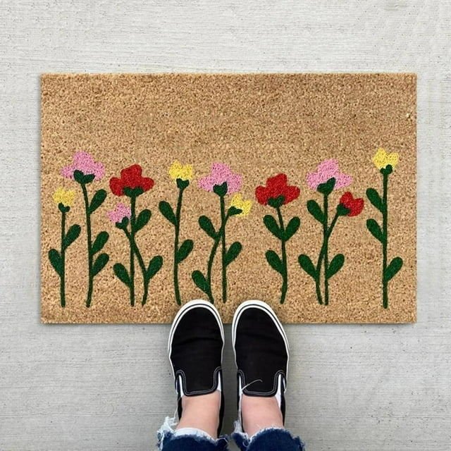 Estbridg 16x24 inch Summer Floor Mats Flower Doormat Spring Doormat Outdoor Front Door Funny Door Outdoor Spring Decor Outside Door Mats Outdoor Rug for Front Door Spring Door Outdoor