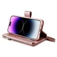 thumbnail image 3 of SaniMore for iPhone 14 Pro Max Magnetic Detachable Flip Zipper Wallet Case, PU Leather 2-in-1 Cover with Wrist Strap Card Slot & Multi-Angle Kickstand Full Body Protective Shell, Rosegold, 3 of 8