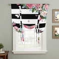 thumbnail image 2 of Pink Flowers Balloon Curtains for Windows, Bedroom Curtains 54 Inch Length, Spring Floral Butterflies Black White Striped Farmhouse Tie Up Curtains Panels Insulated Bathroom Curtains Window 42"x54", 2 of 8