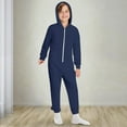 thumbnail image 3 of RUTAYY Children Boys Girls Jumpsuits Solid Color Long Sleeve Zipper Hooded Loose Fit Indoor Outdoor Activities Elegant Holiday Romper, 3 of 9