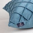thumbnail image 2 of Phantoscope 18"x18" 2-Pack Velvet Pleated Checker Decorative Pillows, Teal Blue, 2 of 6