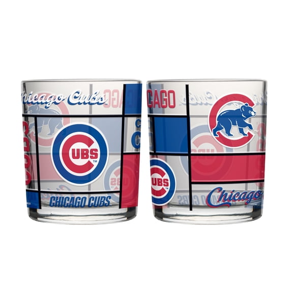 Logo Brands Chicago Cubs 12oz. Quilted Stained Two-Pack Rocks Glass Set