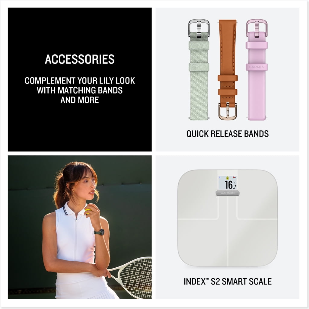 Garmin Lily 2 Active GPS Smartwatch, Jasper Green 010-02891-02 Fitness Smart Watch Earbud Bundle