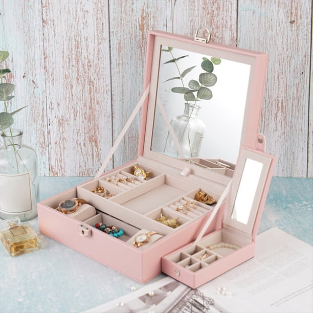 Caja de JoyeríA Rosa Femenina, Caja de para Almacenamiento de Moda, JoyeríA, Anillo, Caja de JoyeríA para Almacenamiento y ExhibicióN de Joyas
