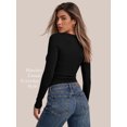thumbnail image 4 of MOYIKO Slim Fitted Long Sleeve Shirts for Women Lace V Neck Tops Tight Fall Outfits Basic Tees, 4 of 7