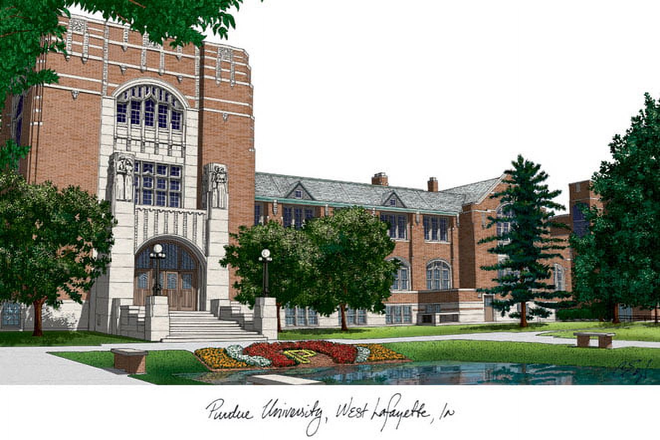 Purdue University 11w x 8.5h Manhattan Black Single Mat Gold Embossed Diploma Frame with Bonus Campus Images Lithograph (value savings at $59)