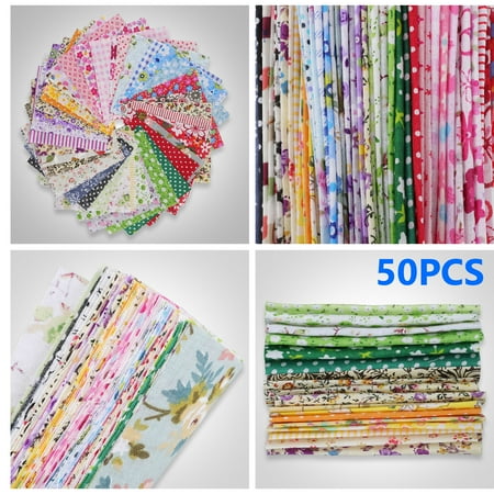 TSV 50/100PCS Squares DIY Sewing Pattern, 10*10cm/4*4in Different Pattern Fabric Patchwork Craft Cotton DIY Sewing Scrapbooking Quilting Dot Pattern, Easy to Manipulation, Cutting and Gluing