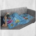 thumbnail image 6 of Saying Soft Flannel Fleece Blanket, Colored Welcoming Hello Words Print with Patchwork Style Sea Fish and Clouds Image, Cozy Plush for Indoor and Outdoor Use, 60" x 80", Multicolor, by Ambesonne, 6 of 6