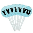 thumbnail image 1 of Yu Cupcake Picks Toppers - Set of 6 - Blue Speckles, 1 of 1