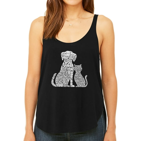 Women's Premium Word Art Flowy Tank Top - Dogs and Cats