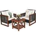 thumbnail image 1 of Patiojoy 3-Piece Patio Rattan Wicker Bistro Set Acacia Wood Frame Sofa and Side Table, 1 of 4