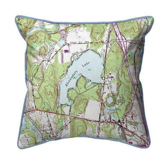 Betsy Drake ZP469 22 x 22 in. Alexanders Lake, CT Nautical Map Extra Large Zippered Indoor & Outdoor Pillow