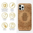 thumbnail image 4 of Case Yard Wooden Case Outside Soft TPU Silicone Slim Fit Shockproof Wood Phone Cover for Girls Boys Men and Women Supports Wireless Charging Hamsa Hand Mandala Design case for iPhone-11-Pro-Max, 4 of 7