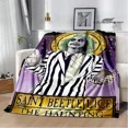 thumbnail image 3 of Horror movie B-Beetlejuice blankets Flannel Warm blanket Soft and comfortable blanket Travel Blanket bed linings Birthday Gift, 3 of 5
