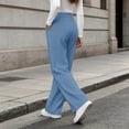 thumbnail image 5 of DJDLJWCJ Business Pants for Women Straight Leg High Waist Work Trousers Solid Color Stretchy Suit Pants Sky Blue Size L, 5 of 7
