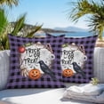 thumbnail image 5 of Outdoor Waterproof Pillow Covers Halloween Black Crow Pumpkin Wreath Decorative Throw Pillow Protectors,Purple Buffalo Lattice Pillowcase Cushion Cases for Patio Sofa Garden Couch,18x18in,Pack of 2, 5 of 9