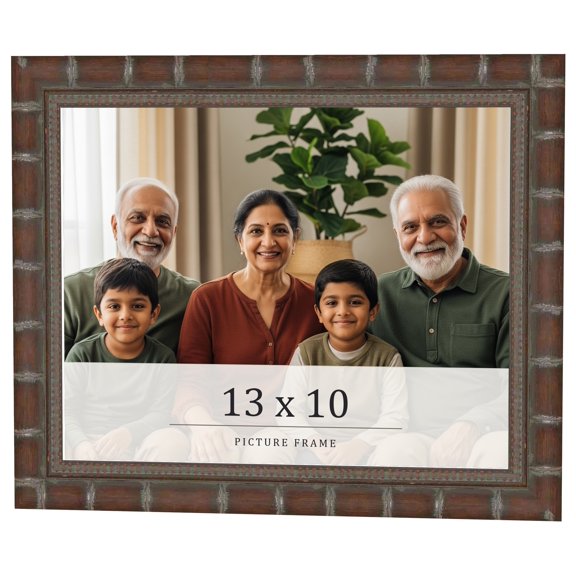 13x10 Dark Brown Bamboo Real Wood Picture Frame Width 1.5 inches | Interior Frame Depth 0.5 inches