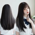 thumbnail image 2 of Peluca de mujer de pelo medio largo estilo japonés con flequillo redondo y pelo largo y liso, peluca de estilo realista natural para chica JK, 2 of 4