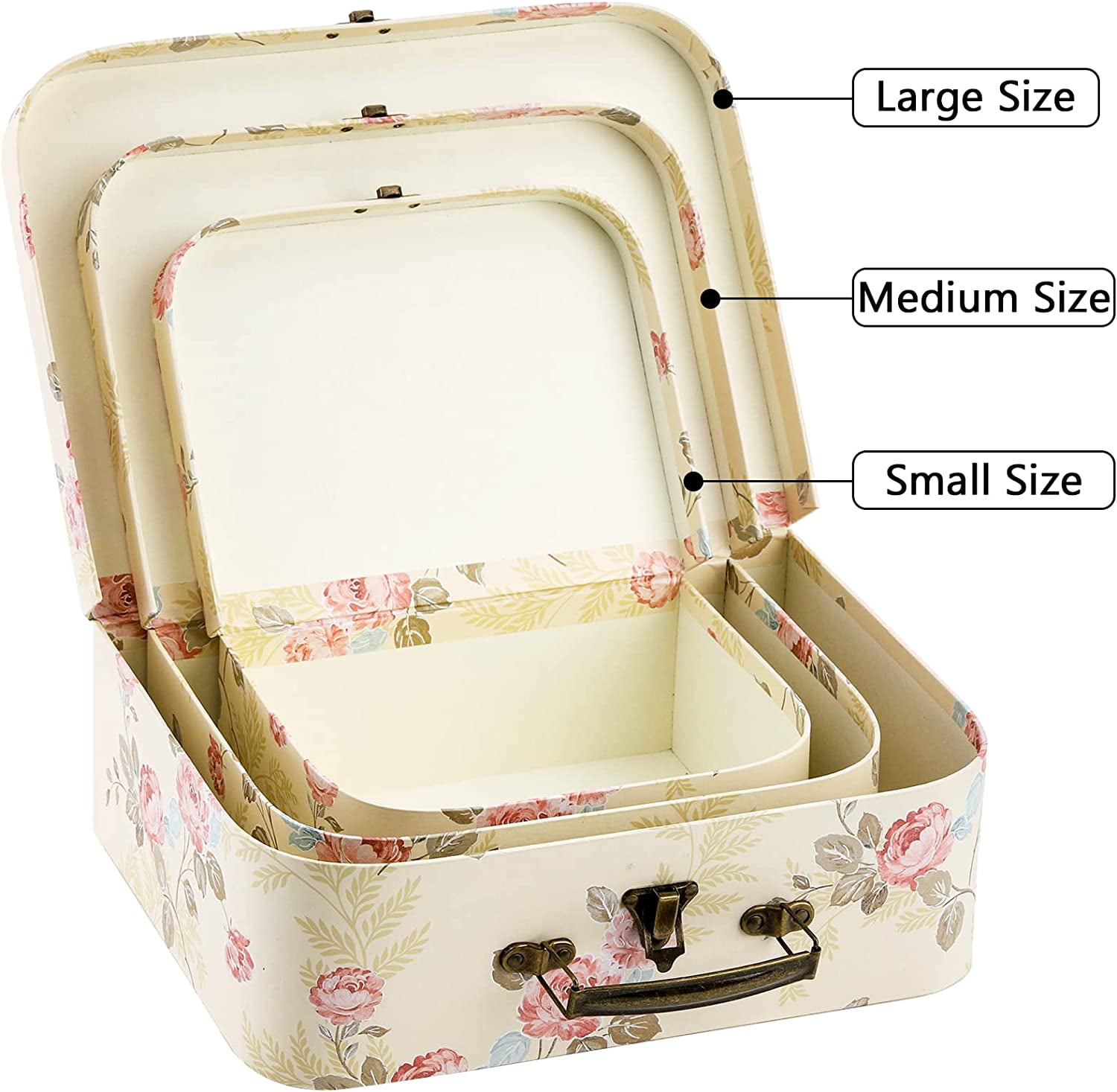 Paperboard Suitcases Storage Box Decorative Boxes Storage Gift Boxes With Lids for Photo Storage Home Decoration, Wedding, Birthday, Anniversary, Light Yellow