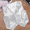 thumbnail image 5 of inlzdz Kids Boys Glittery Sequined Vest Waistcoat Hip-hop Choir Jazz Dance Stage Performance Coat Jacket Silver 13-14, 5 of 7