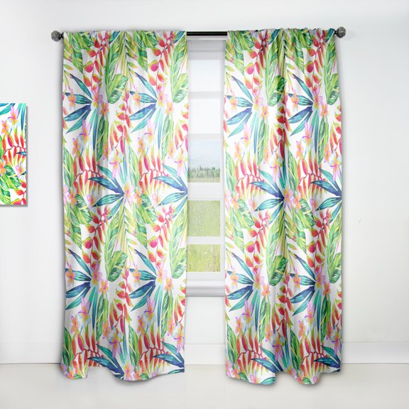 Designart 'Tropical Bright Mood XII' Floral Curtain Panel