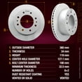 thumbnail image 2 of Metrix Premium Chassis Parts - 14.17 inch (360mm) Rear Coated Vented Disc Brake Rotor Fits Chevrolet Silverado 2500 HD, Silverado 3500 HD, Suburban 3500 HD, GMC Sierra 2500 HD, 580876FZN, 2 of 8