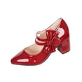 thumbnail image 2 of Miluxas Women's Bow Heels Mary Jane Block Chunky Heel Pumps Round Toe Comfortable Low Heels Wedding Evening Party Dress Shoes Wine 9(42), 2 of 9