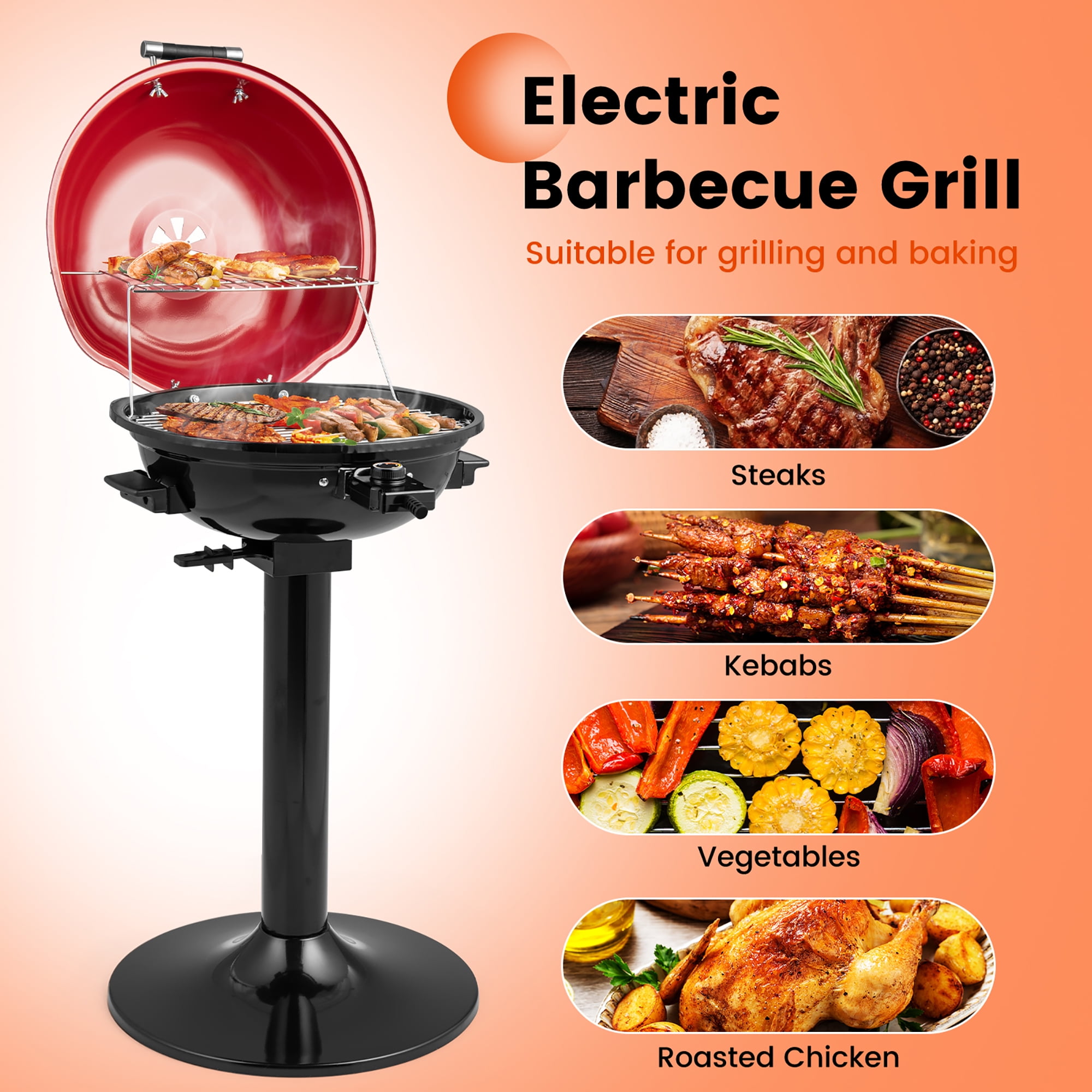 Barton 1600W Infrared Smokeless Electric Indoor Grill BBQ Grilling  Adjustable