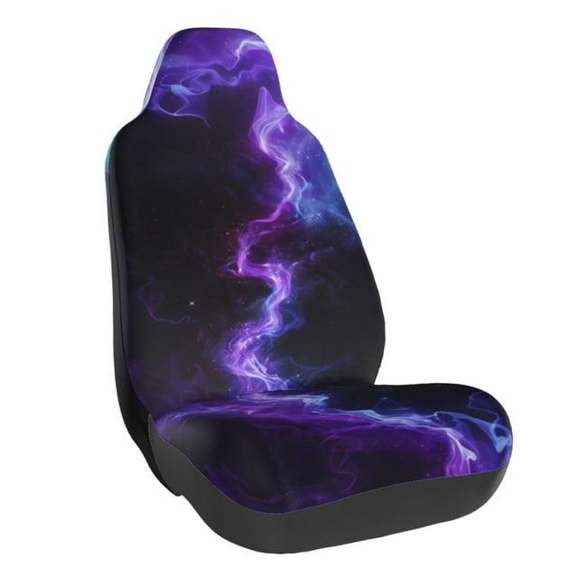 Wukai Purple And Blue Nebula Full Set Car Seat Covers with Soft Padding Universal Auto Front Seats Protector and Cushion Mat