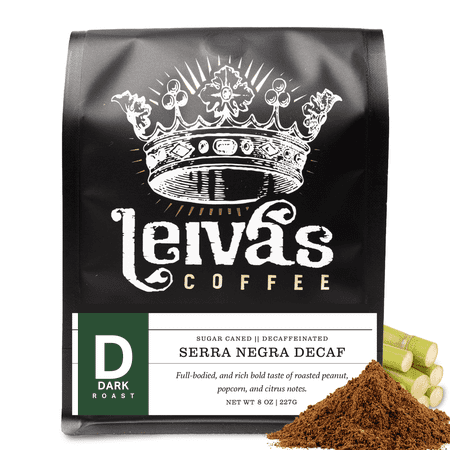 Leiva’s Decaf Ground Coffee (8oz), Guatemalan Ground Dark Roast Coffee – Serra Negra Organic Decaffeinated Coffee Ground w/ Roasted Peanut, Popcorn & Citrus Notes, Perfect for Drip Coffee