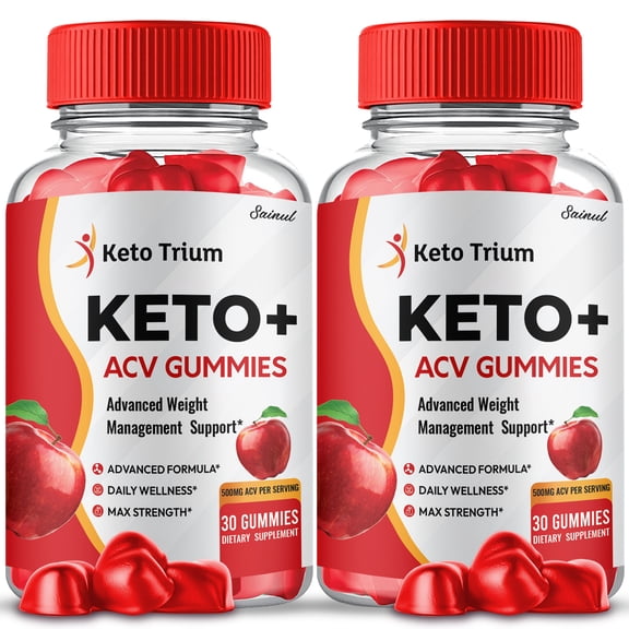 Keto Trium Keto ACV Gummies, Maximum Strength, Apple Cider Vinegar, 2 Month Supply Dietary Supplement (2 Pack)