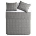 thumbnail image 3 of VCNY Home Square 3-Piece Dark Grey Textured Grid Pinsonic Quilt Set, Full/Queen, Adult, Unisex, 3 of 5