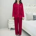 thumbnail image 2 of FAIWAD Womens Pajamas Set Long Sleeve Button Lapel Shirt and Long Pants Soft Loungewear Set, 2 of 3