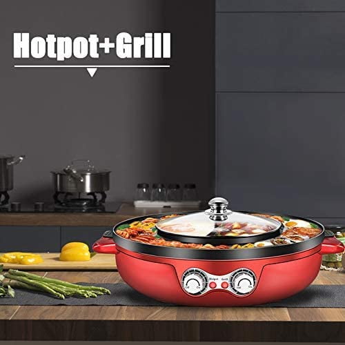 Hot Pot with Grill, 1800W 2 in 1 Electric Hot Pot Grill Cooker with Du –  MAKOTO_JDM