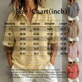 thumbnail image 3 of Short Sleeve Waffle Knit Shirt for Women Striped Polo Collar Top Loose Fit Button Neck Casual Preppy Vacation Summer, 3 of 6