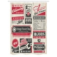 thumbnail image 1 of Retro Stall Shower Curtain, Retro Newspaper Magazine Design Outdated Layout Different Topics Title Artwork, Fabric Bathroom Set with Hooks, 54W X 78L Inches, Cream Red Black, by Ambesonne, 1 of 1