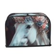 thumbnail image 2 of Yiaed Flower Crown White Horse Print Two Slice Bread Machine Cover, Universal Size Kitchen Appliance Cover for Bread Machine,Bread Machine Cover, 2 of 7