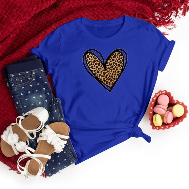 WILLBEST T-Shirts pour Femmes Valentines Day Imprimé Manches Courtes Col Rond T-Shirt Haut