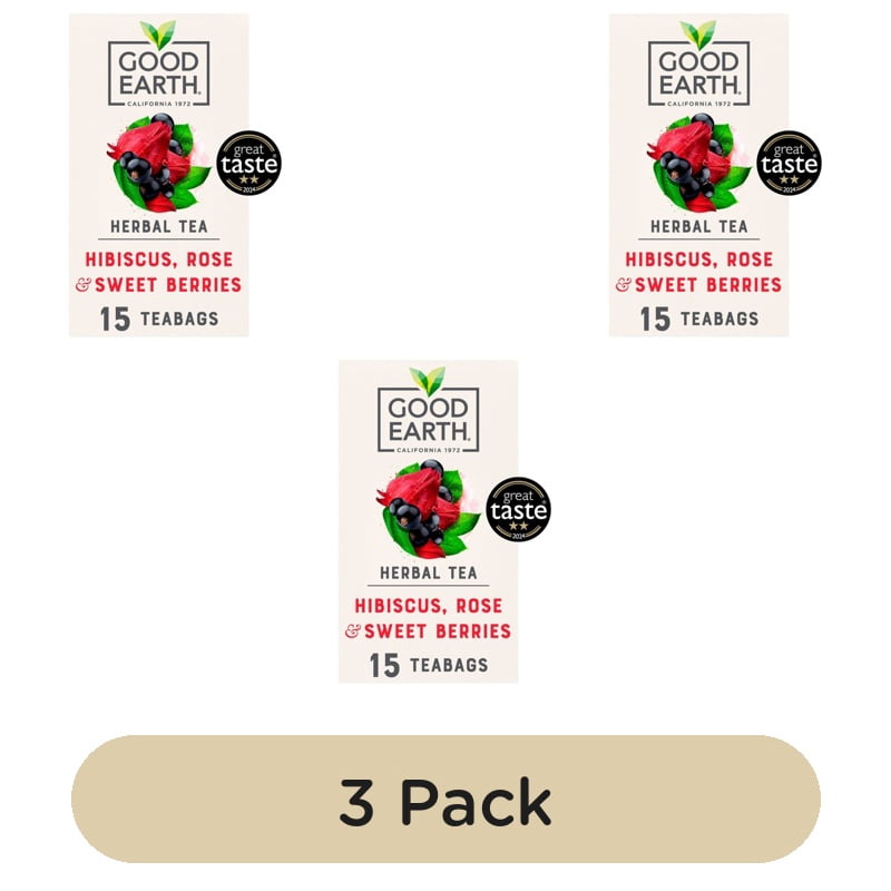 Good Earth Teabags Hibiscus, Rose & Sweet Berries 15's, British Import (Pack of 3)