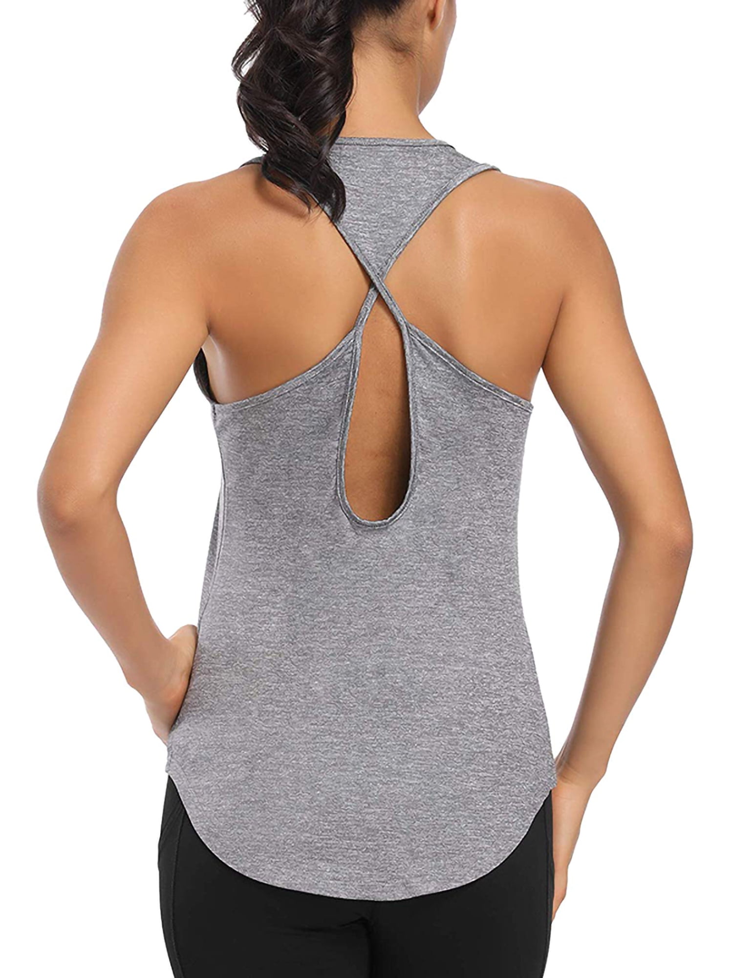 Sexy Dance Women Backless Tank Top Workout Shirts Sleeveless Plain Yoga Fitness Gym Sports 