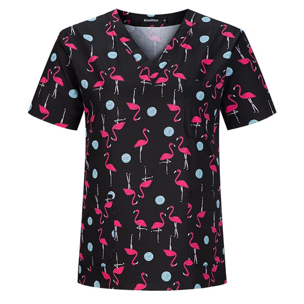 Ropa de lavado con estampado de dibujos animados, ropa de mano con cepillo, ropa de enfermera, camiseta de manga corta con cuello en V para mujer, ropa quirúrgica, ropa de trabajo para hombres