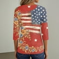 thumbnail image 6 of Women's Patriotic Star Print 250th Anniversary USA Shirt V-Neck Button 3/4 Sleeve T-Shirt, 6 of 6