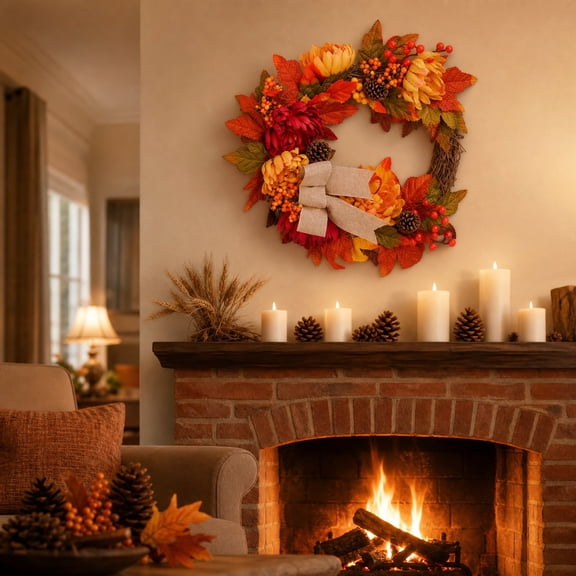 Fall Wreath,Halloween Wreath,Fall Wreaths For Front Door,Thanksgiving Wreaths,Autumn Pumpkin Wreaths,For Indoor Outdoor Thanksgiving Harvest Festival Celebrations