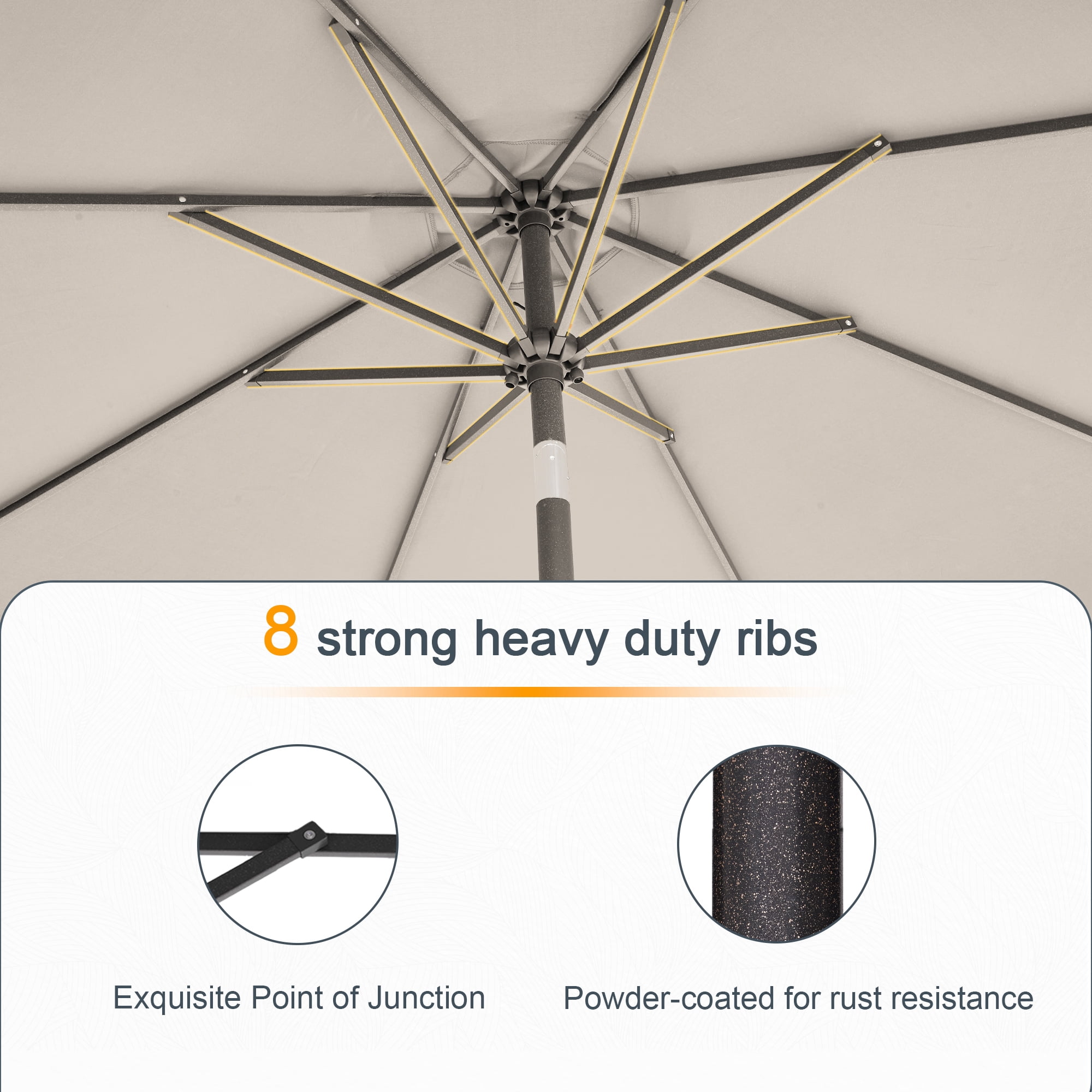 ACEGOSES 9ft Patio Umbrella with Tilt and Crank Waterproof Sunshade Canopy 8 Ribs,Beige